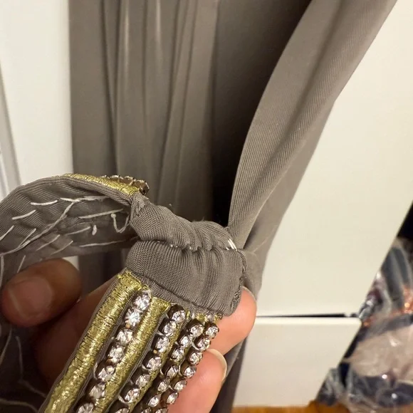 Elegant One-Shoulder Dress in Taupe - Picture 6 of 13